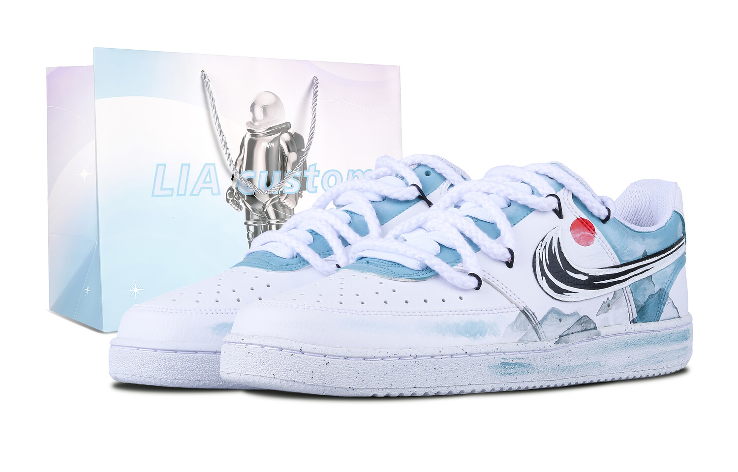 

Кроссовки Nike Court Vision 1 Skateboarding Shoes Men Low-top White, синий