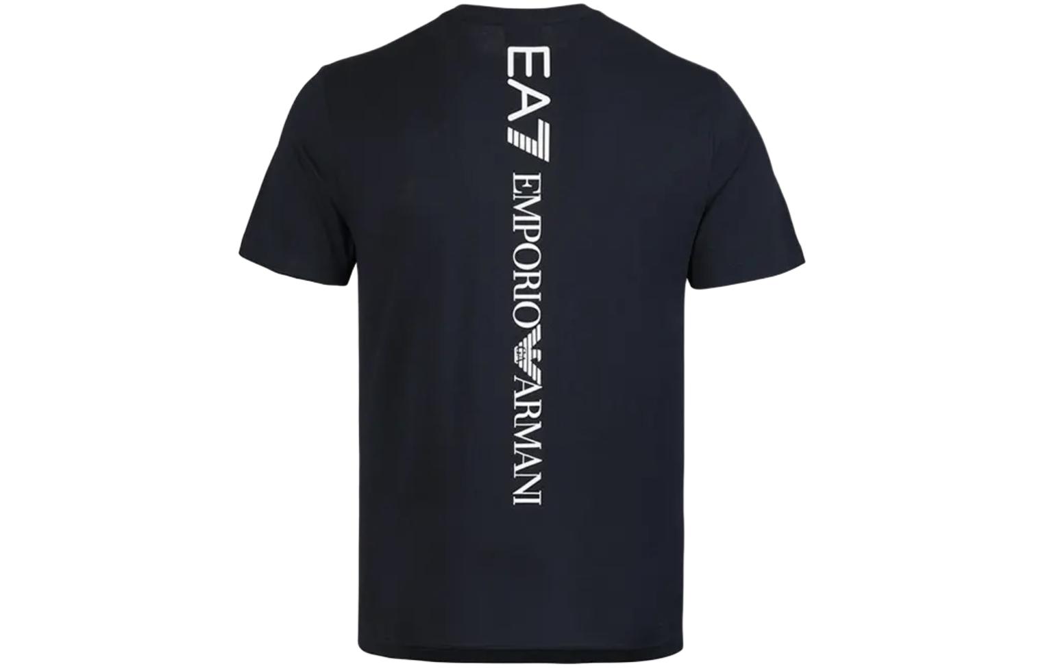 Футболка Cotton с принтом Ea7 Logo EMPORIO ARMANI, черно-белый — фото 4
