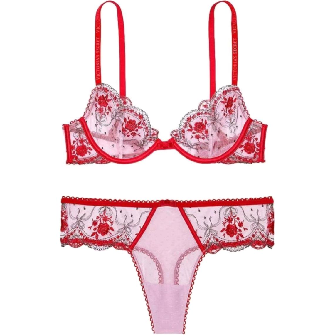 

Victoria's Secret Комплект нижнего белья женский розовый с цветочным принтом