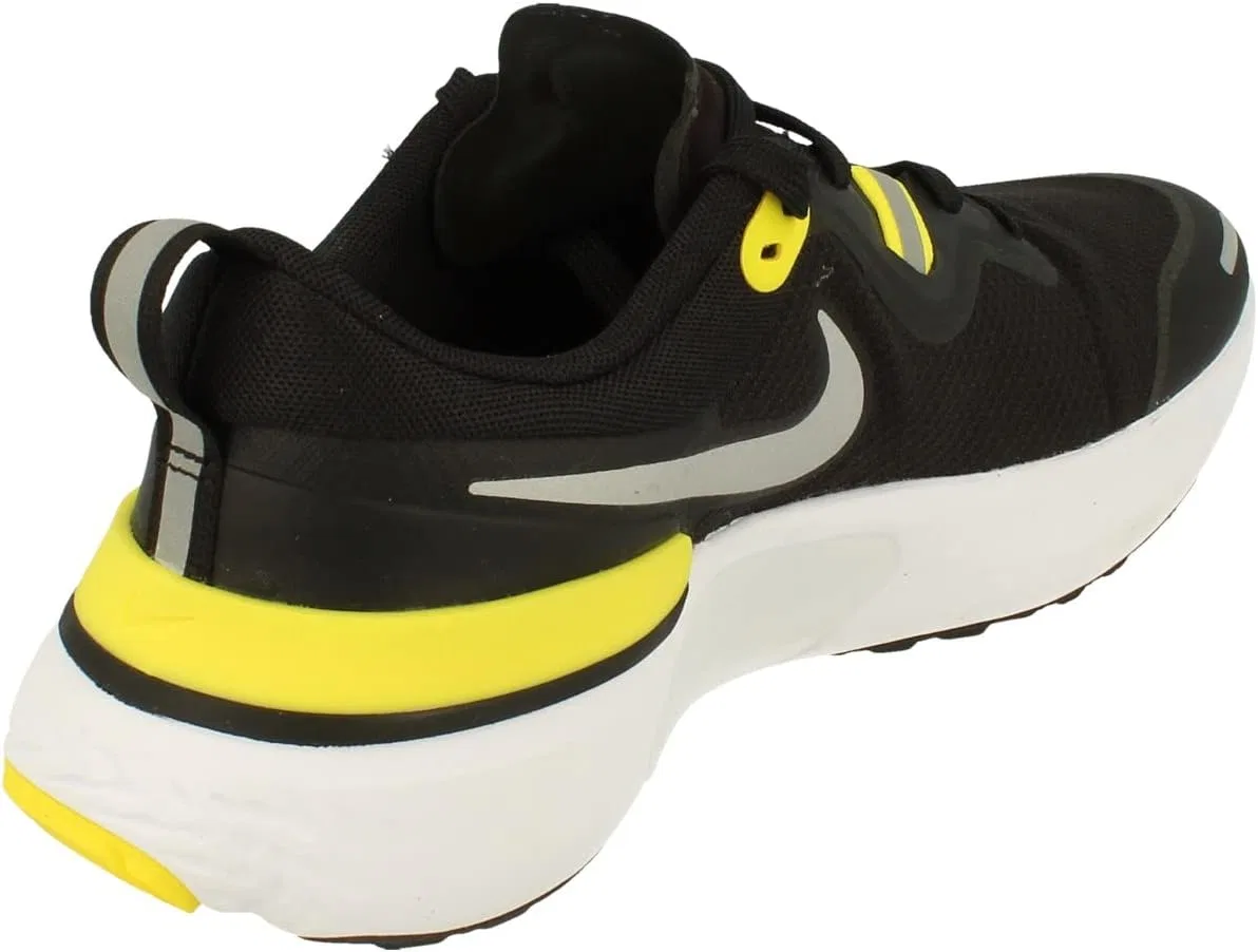 Мужские беговые кроссовки Nike React Miler, черно-белые, ярко-желтые, темно-зеленые, размер 42 EU — фото 3
