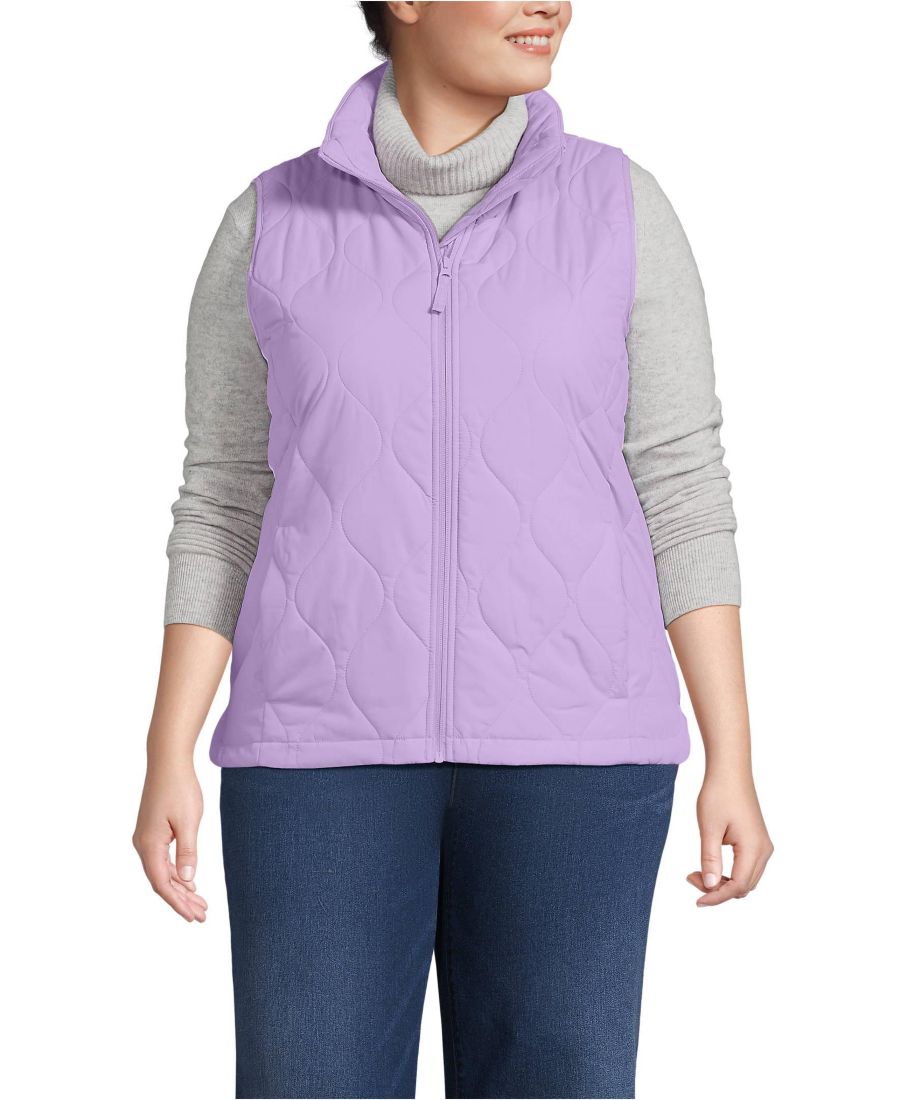 

Утепленный стеганый жилет FeatherFree больших размеров Lands' End, Whisper lilac