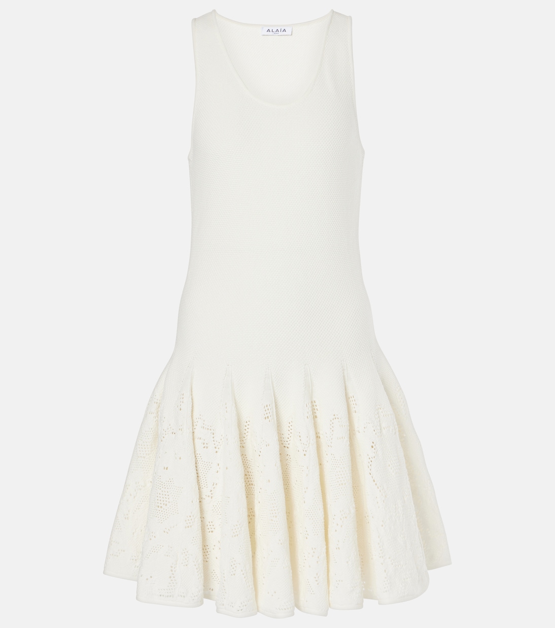

Мини-платье из хлопкового кружева Alaïa, Blanc