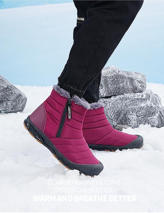 Потрясающие зимние ботинки Stunner Snow Boots, теплые ботильоны на меховой подкладке, водонепроницаемые, удобные, для прогулок на свежем воздухе, зимняя обувь без шнурков Soft Time Toy, красный — фото 2