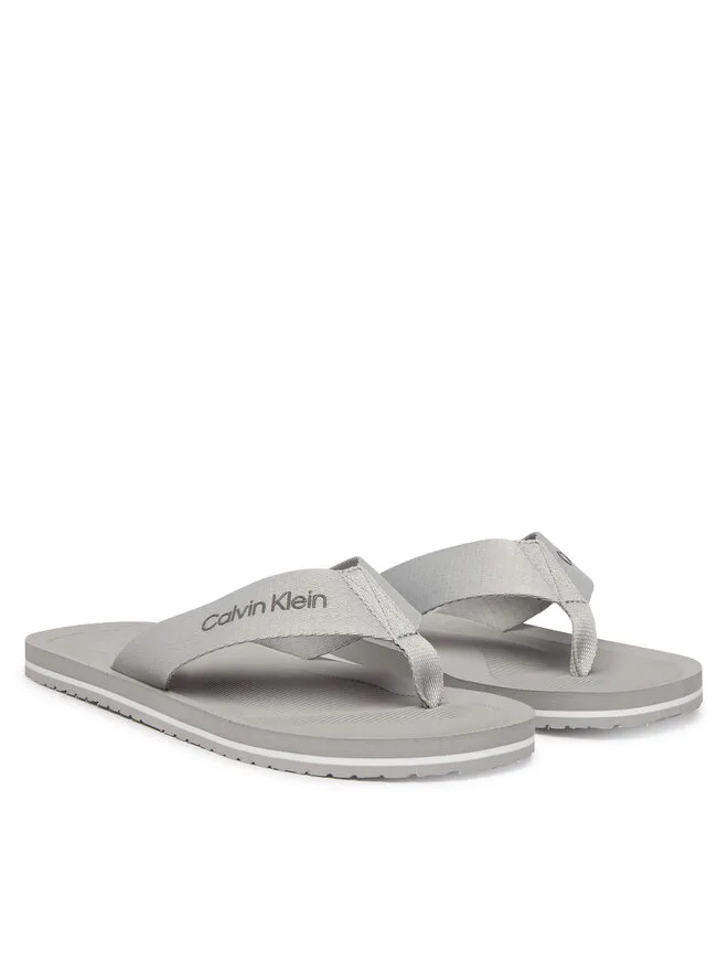 Calvin Klein Шлепанцы с логотипом и ремешком из тесьмы HM0HM02106, серый — фото 3