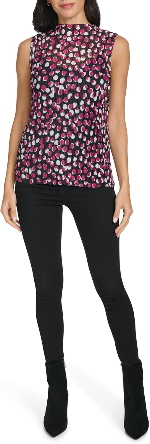 

Женский топ без рукавов Calvin Klein с воротником-стойкой, Blk/Mulbry