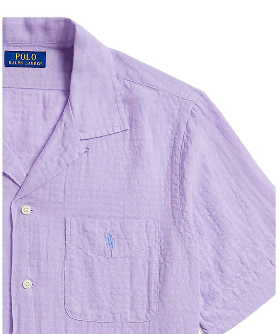 Классическая рубашка из сирсакера из льняной смеси Polo Ralph Lauren, фиолетовый — фото 2