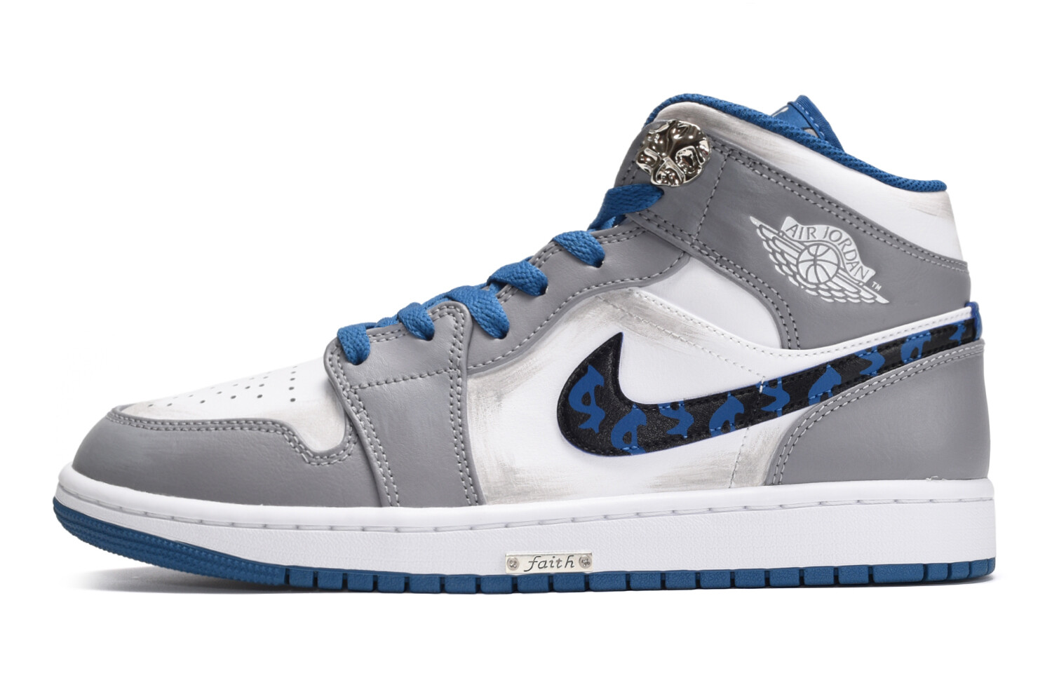 

Кроссовки Air Jordan 1 Vintage Basketball Shoes Women's Mid-Top Blue White Gray