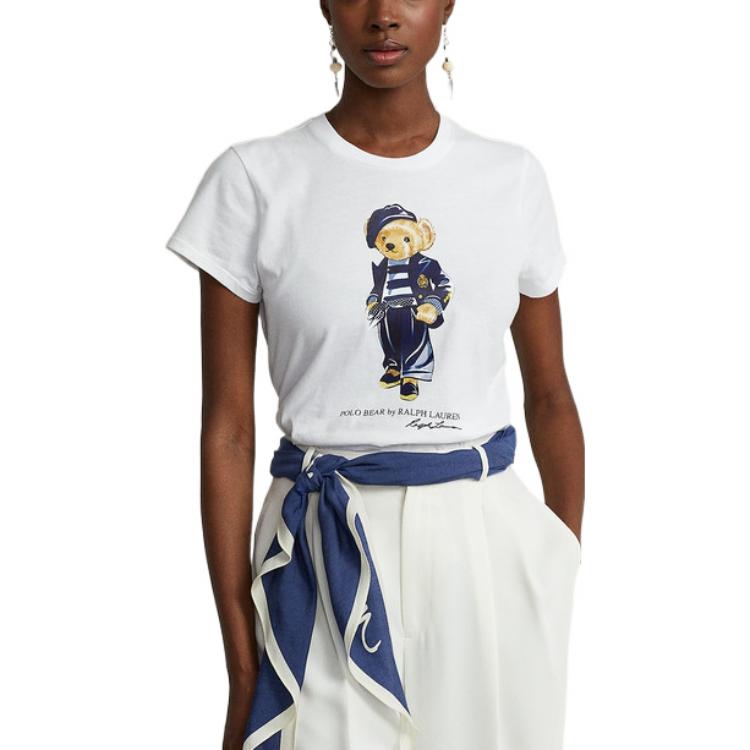 Футболка Polo Ralph Lauren Jersey With Beret Polo Bear, белый — фото 4