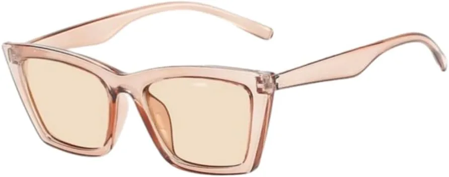 

Винтажные солнцезащитные очки «кошачий глаз» для женщин, квадратная маленькая оправа, ретро-стиль, модные солнцезащитные очки для женщин UJNHGQ, Clear Tea