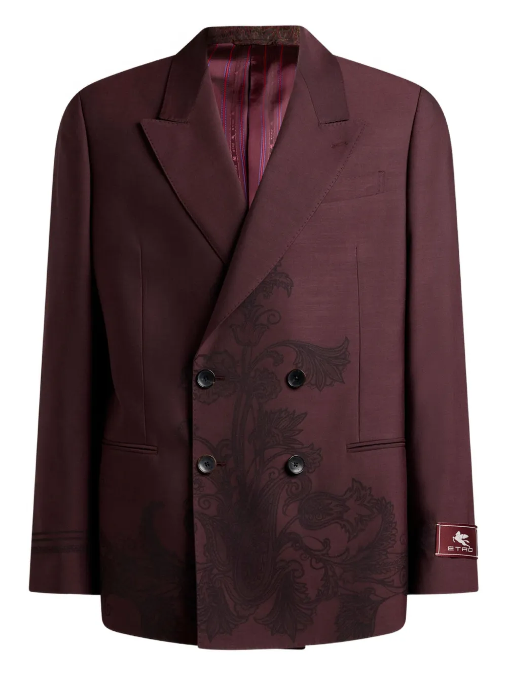 

Двубортный пиджак с узором пейсли ETRO, серый