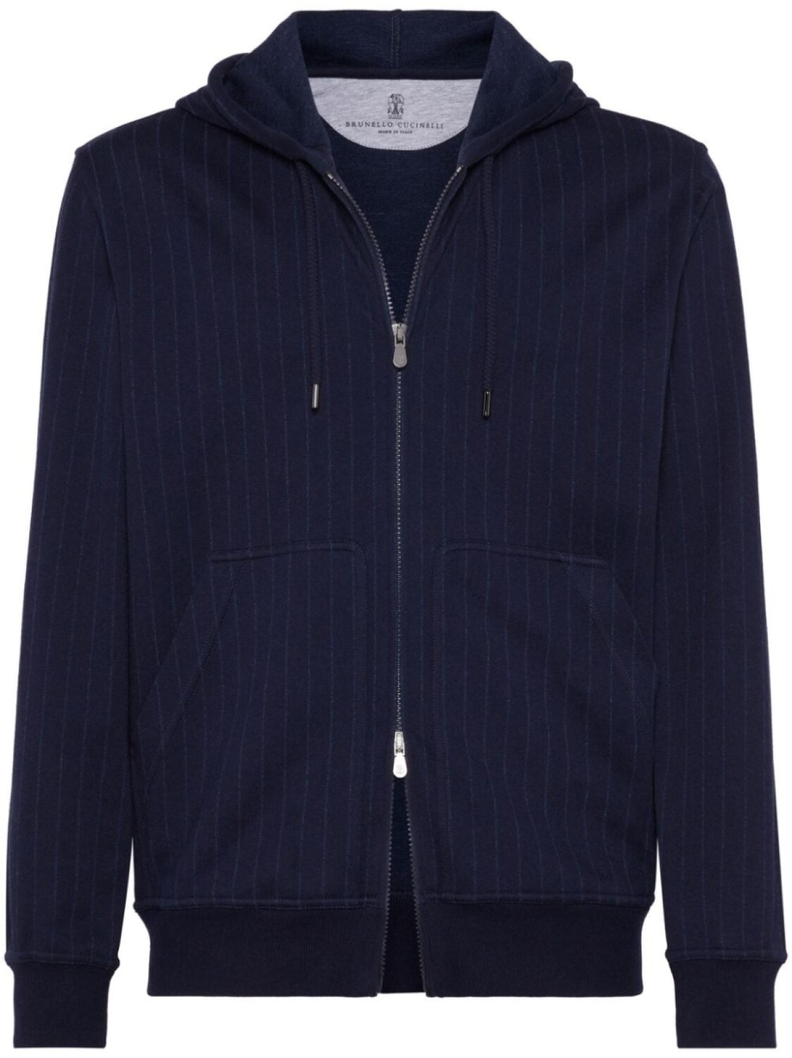 

Brunello Cucinelli худи на молнии в тонкую полоску, синий