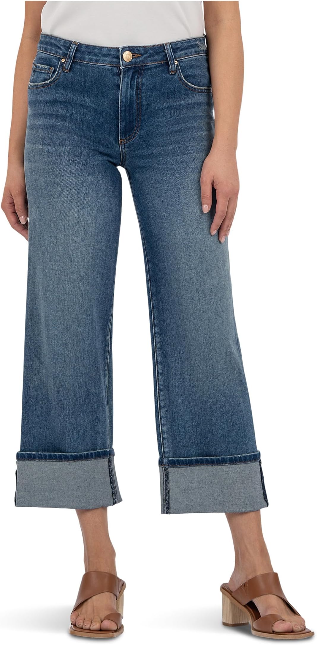 

Джинсы KUT from the Kloth Petite Charlotte High Rise- 4" Roll Up, Serenity