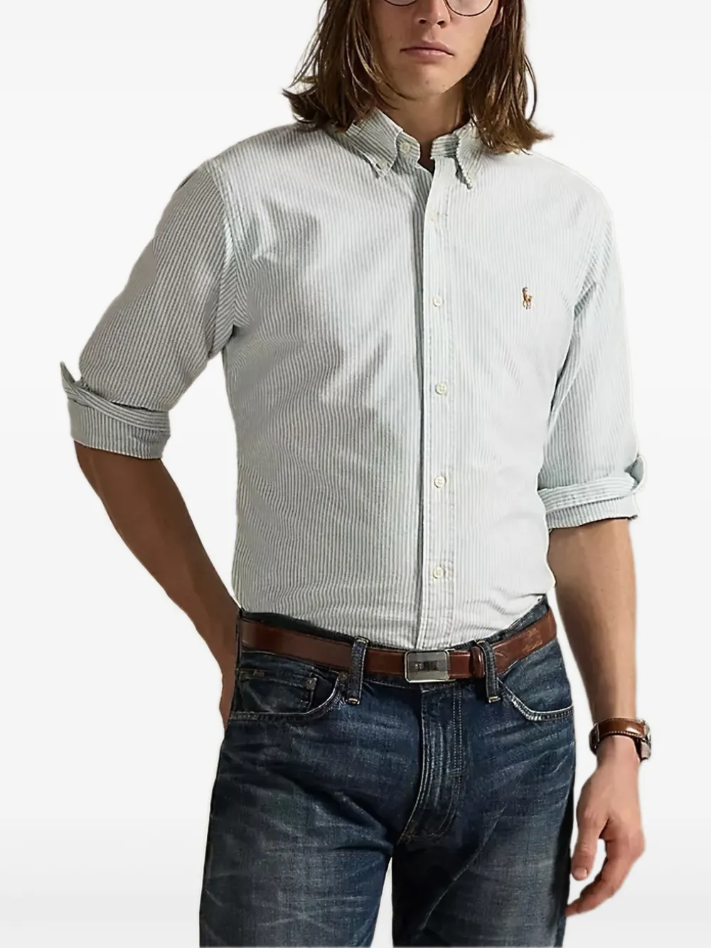

Полосатая рубашка с вышивкой POLO RALPH LAUREN, зеленый