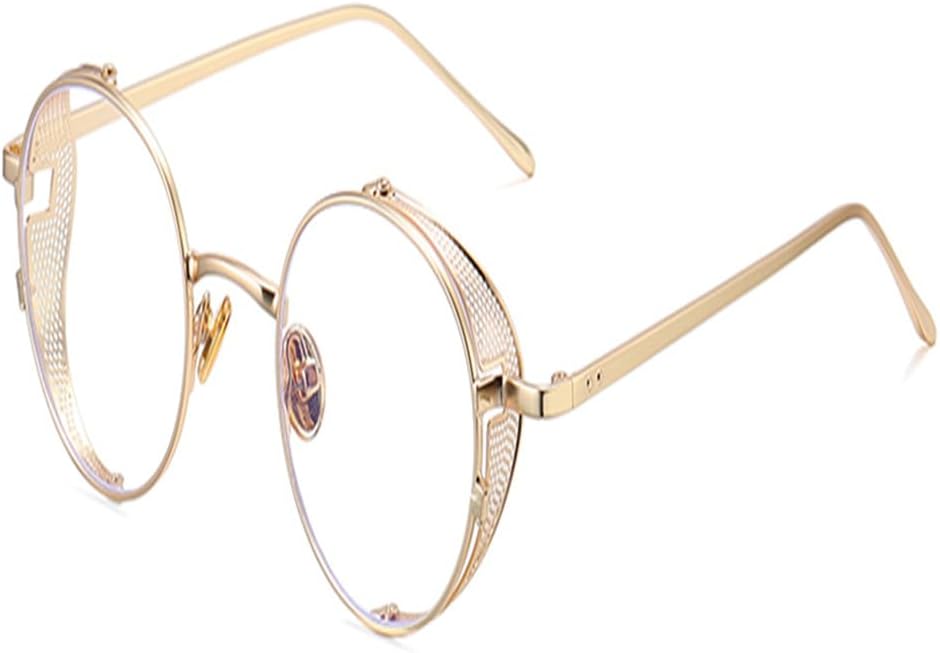 

Женские ретро-солнцезащитные очки в стиле стимпанк с боковыми щитками из золотистого металла; мужские ретро-солнцезащитные очки круглой формы с полой оправой и защитой от УФ-излучения UV400 KTUCN, Gold With Clear