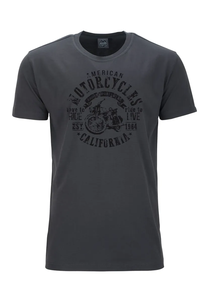

Футболка AHORN SPORTSWEAR "RIDE TO LIVE" с крутым мотоциклетным принтом, серый