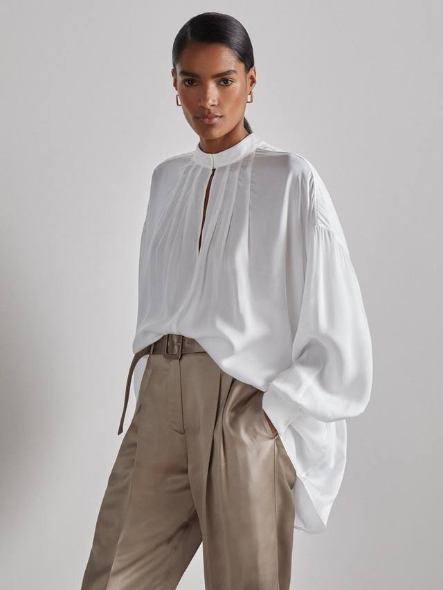 

Свободная рубашка noemie с замочной скважиной на шее Reiss, белый