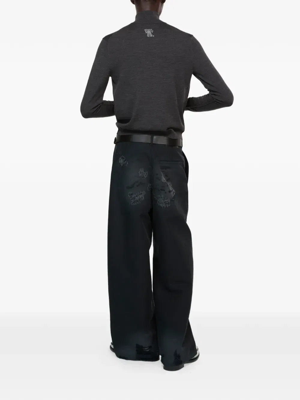 Брюки Mended с эффектом потертости Acne Studios, черный — фото 3