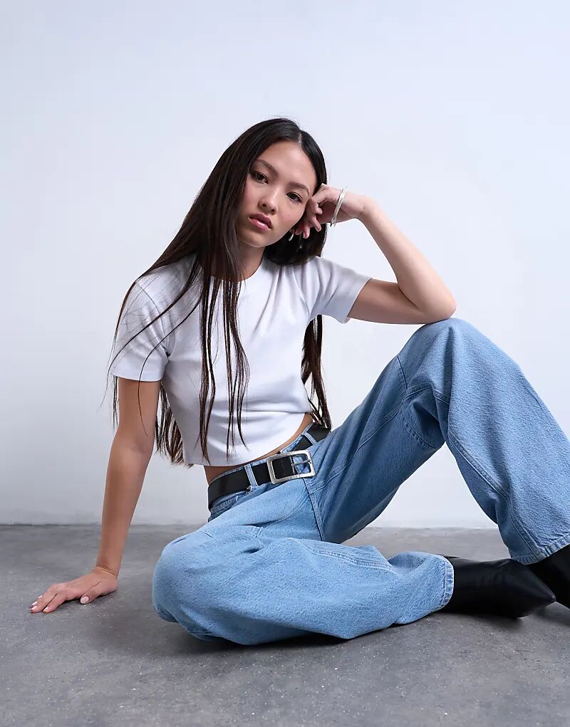 

Укороченная повседневная футболка Topshop белого цвета