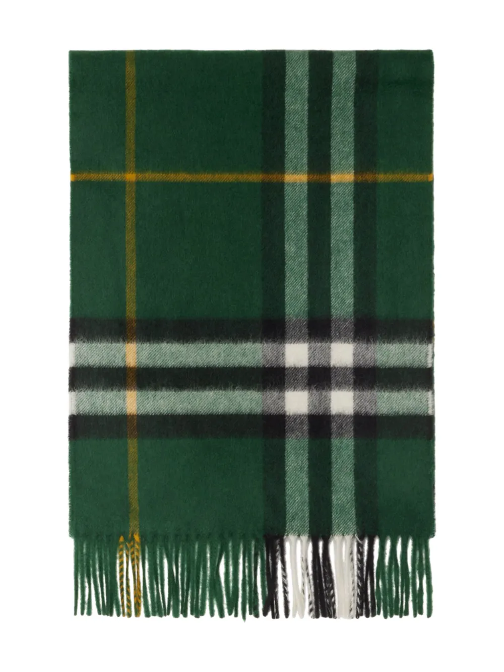 Кашемировый шарф в клетку BURBERRY, зеленый — фото 2