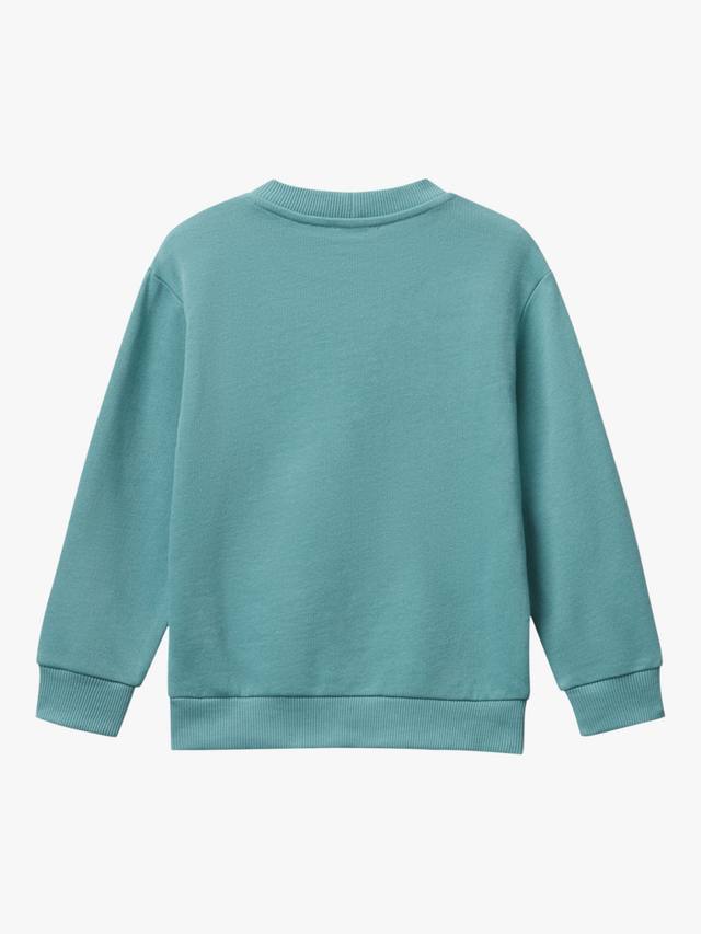 Детский хлопковый свитшот с принтом и круглым вырезом Benetton, Green — фото 2