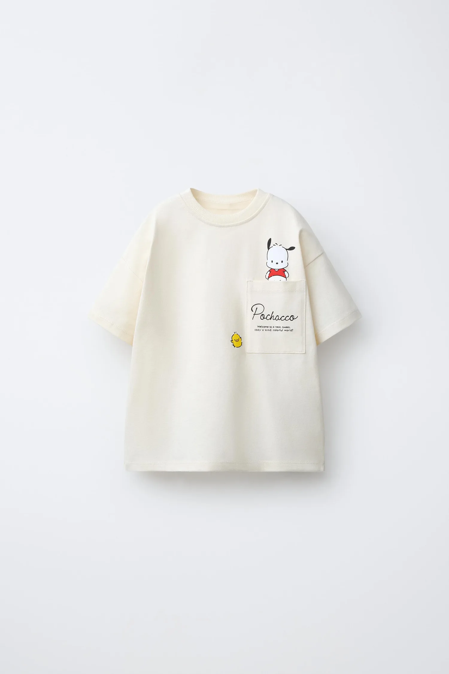 Футболка с карманом pochacco sanrio Zara, белый
