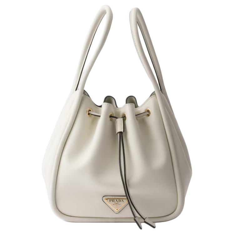 

PRADA Миниатюрная белая женская сумка-ведро из телячьей кожи