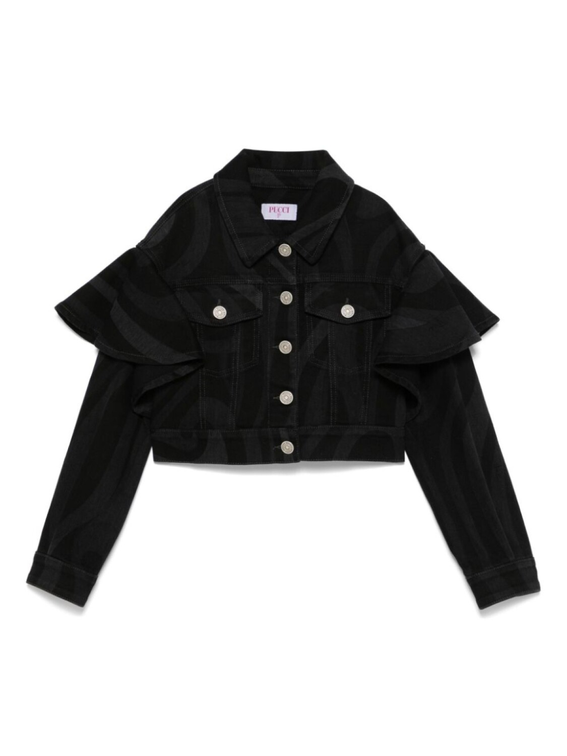 

PUCCI Junior джинсовая куртка с оборками, черный