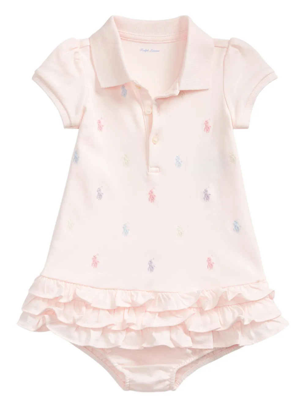 

Платье с воротником поло и оборками POLO RALPH LAUREN KIDS, розовый