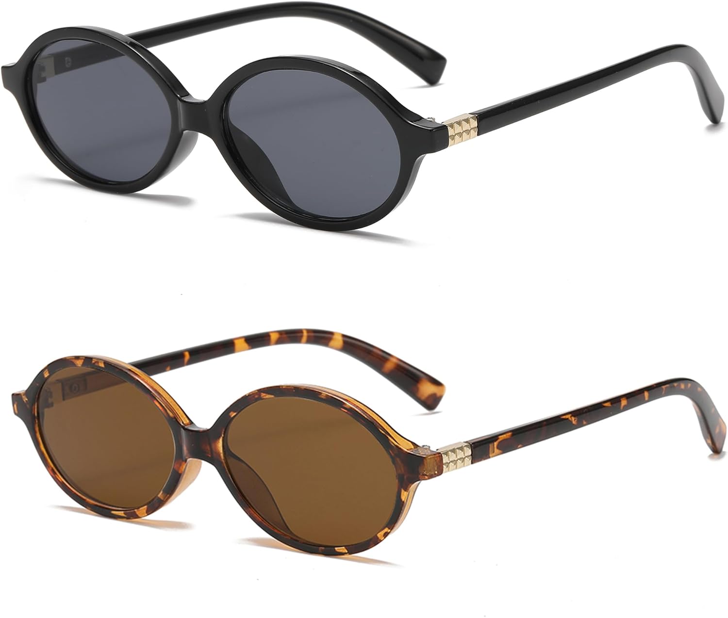 

Солнцезащитные очки Onrtry Retro Oval для женщин и мужчин, маленькие, в стиле 90-х, круглые, черепаховая оправа, комплект из 2 штук, A01 Black Frame/Black Lens+tortoise Frame/Brown Lens
