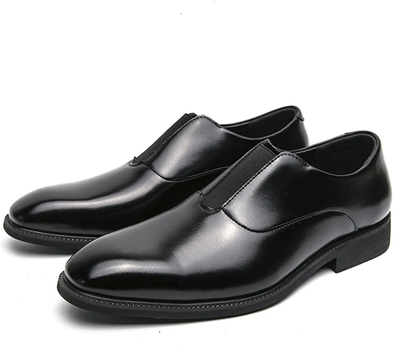 

Мужские кожаные классические лоферы с острым носком, эластичные туфли, модные туфли без шнурков, нескользящая мягкая подошва, современные деловые формальные туфли-дерби для повседневной носки, работы, свадьбы, вечеринки KSEDT, черный