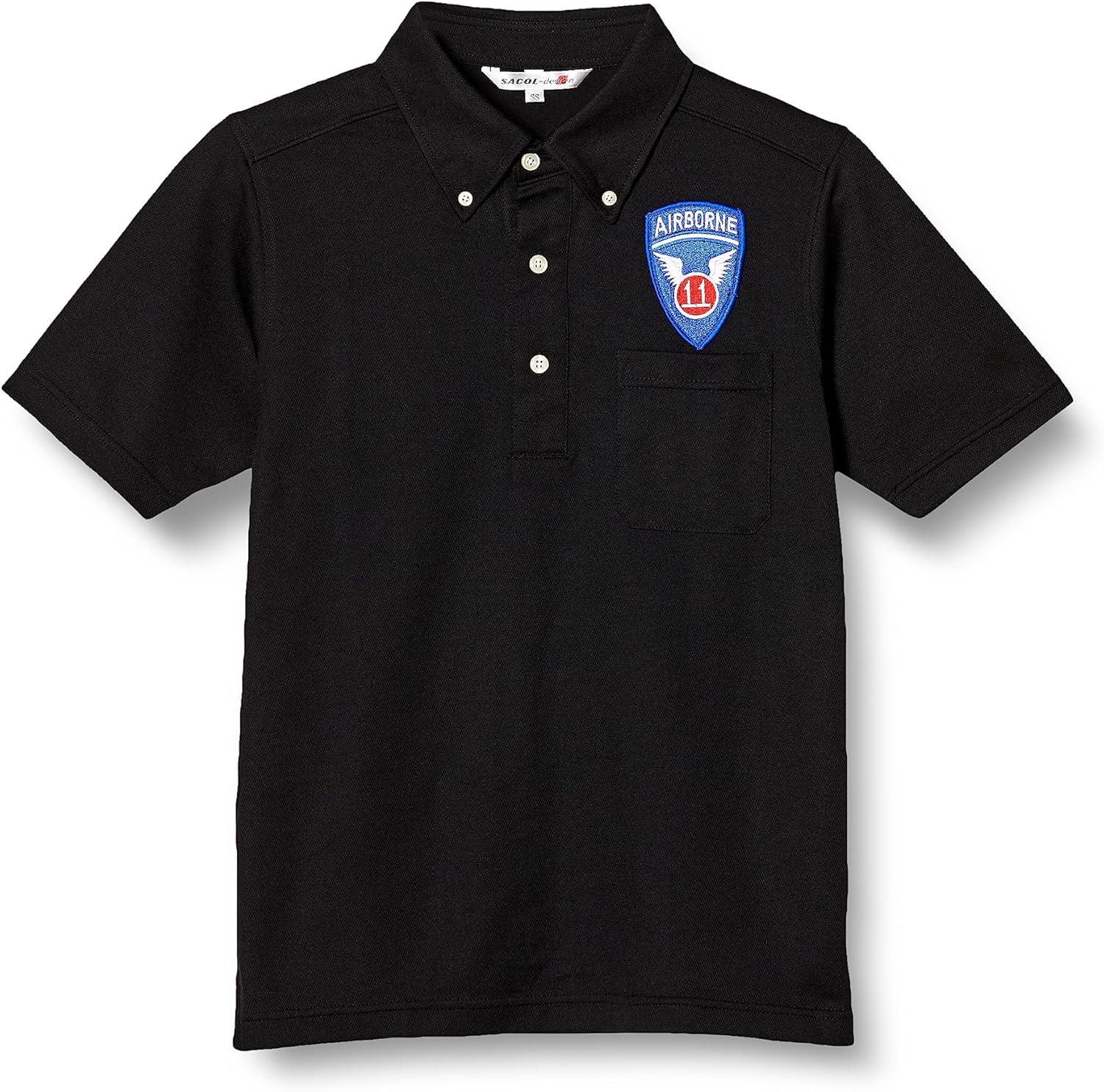 

Поло F-Style F-SD021123, эмблема армии США, влагоотводящая, быстросохнущая, с карманами, с коротким рукавом, на пуговицах, черная