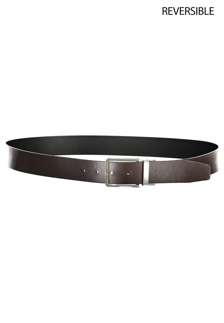 

Двусторонний кожаный ремень с металлической пряжкой Calvin Klein, коричневый