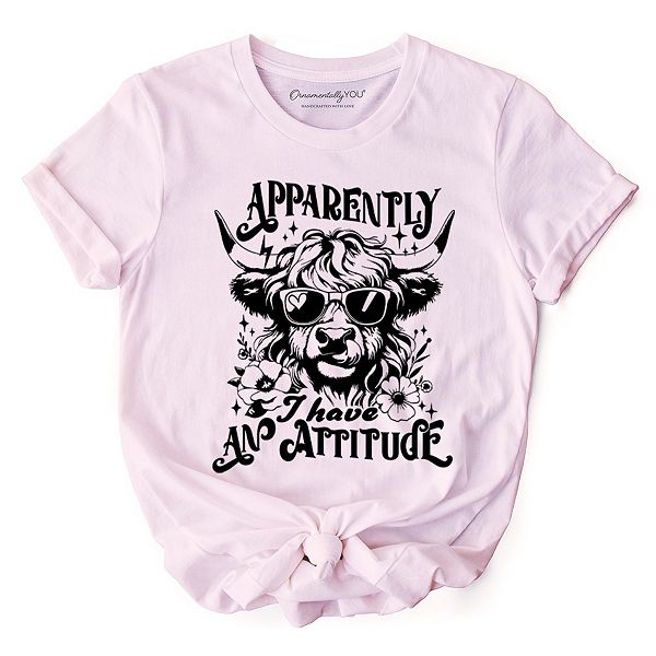 

Футболка с принтом "Apparently I have an attitude" и изображением хайлендской коровы Ornamentallyyou, Soft Pink, Розовый, Футболка с принтом "Apparently I have an attitude" и изображением хайлендской коровы Ornamentallyyou, Soft Pink