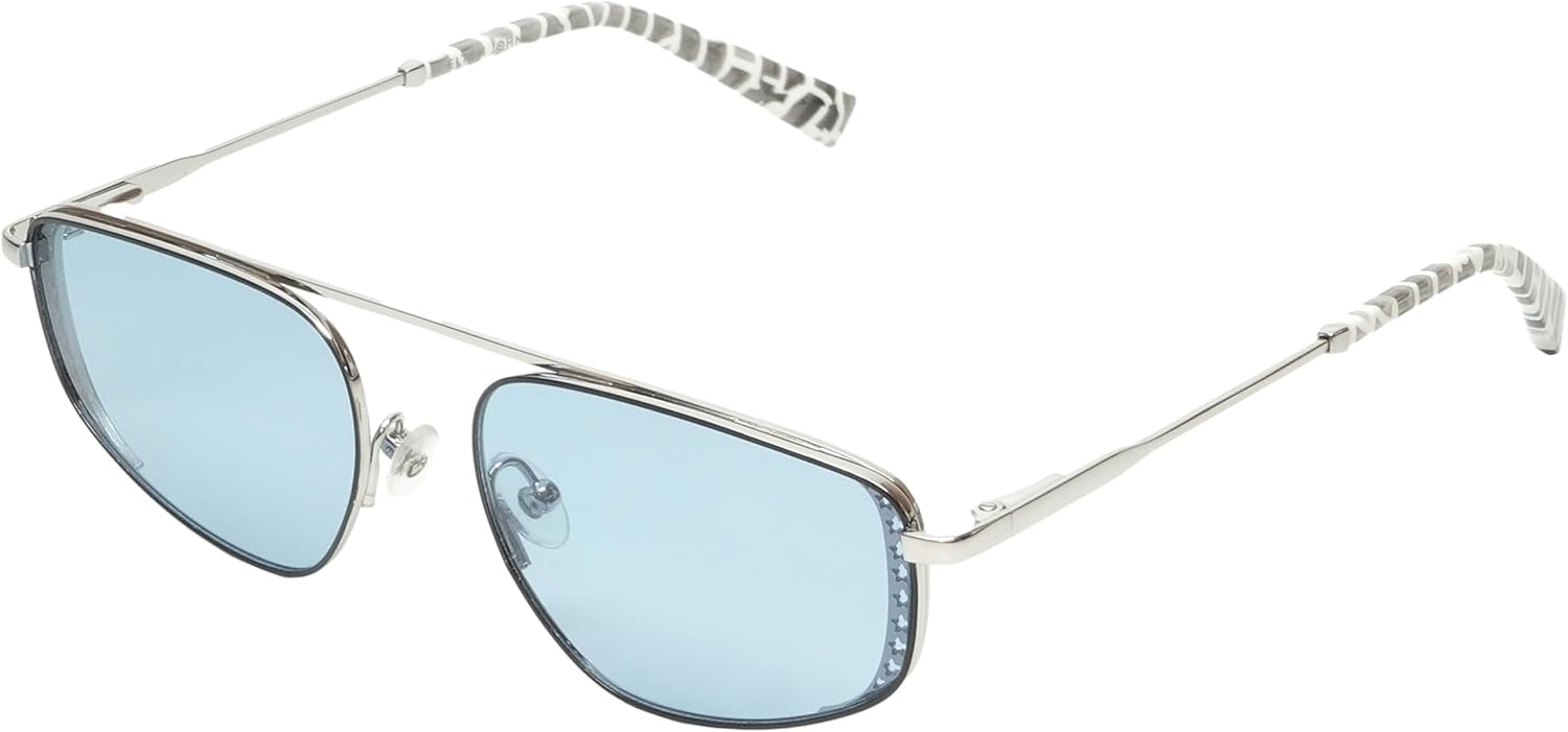 

Очки Elton John Eyewear с тонированными линзами для мужчин и женщин, модные тонированные линзы - очки с антибликовым покрытием и 100% защитой от УФ-излучения, Silver Grey White Mosaic Pattern