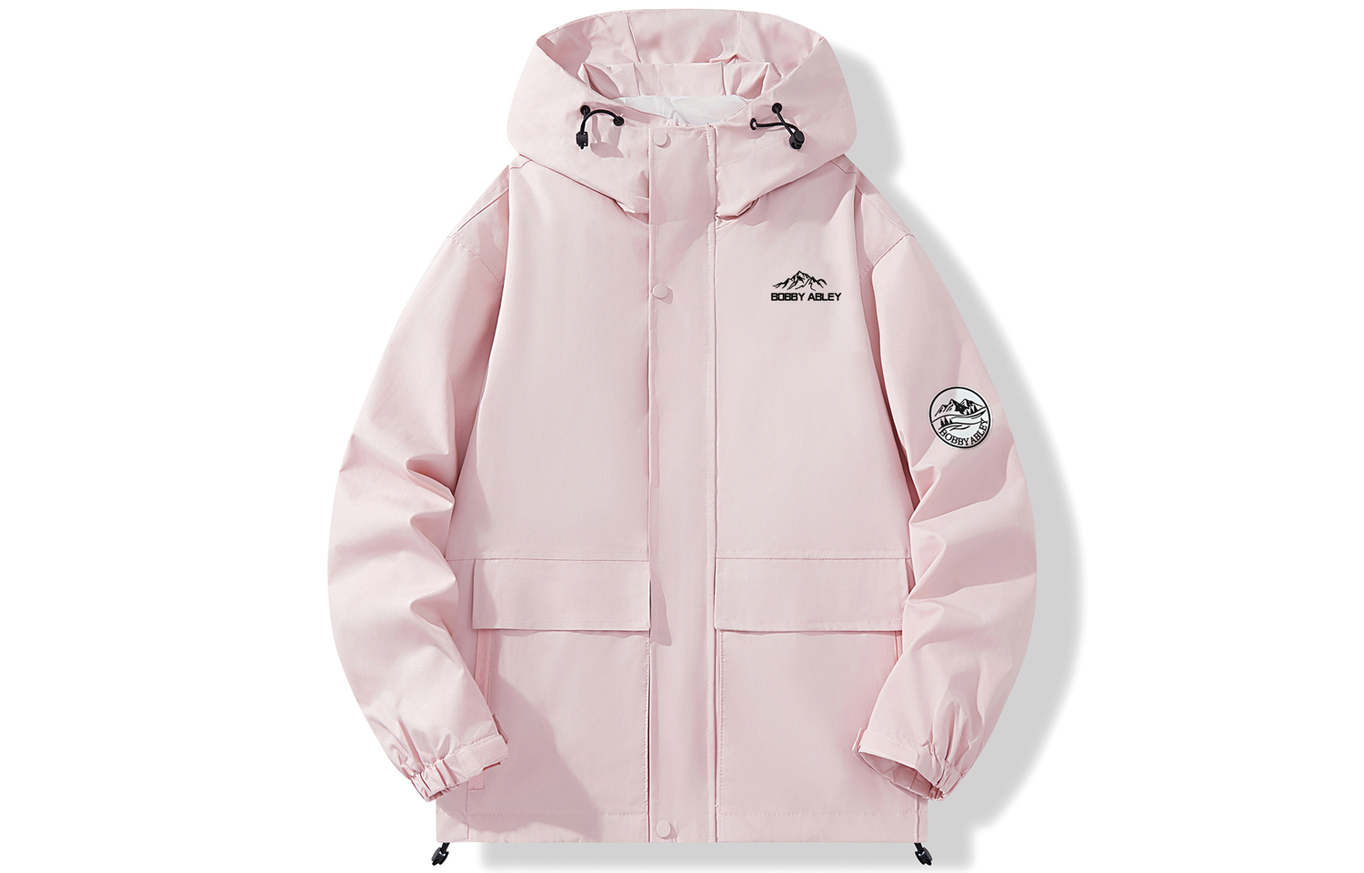 

BOBBY ABLEY Водонепроницаемая и ветрозащитная ветровка унисекс, Pink Zip Patch Pocket