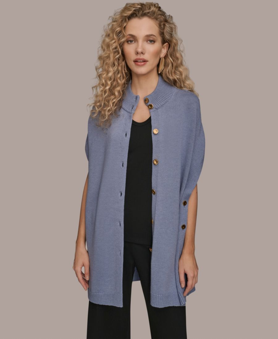 

Женский свитер с высоким воротником на пуговицах спереди Donna Karan New York, Tempest