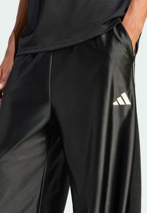 Блестящие спортивные штаны для стадиона Adidas Sportswear, Black Crystal Linen Off White — фото 3