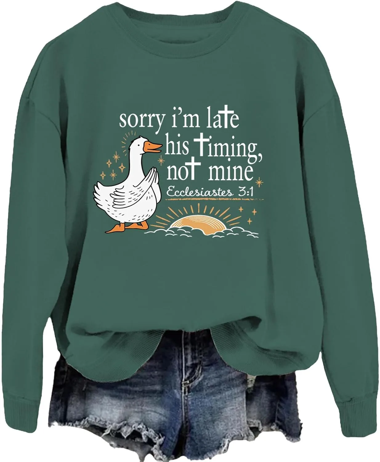 

Толстовка Sorry I'm Late His Timing Not Mine, Ecclesiastes 3:1, с уточкой LNDOCAI