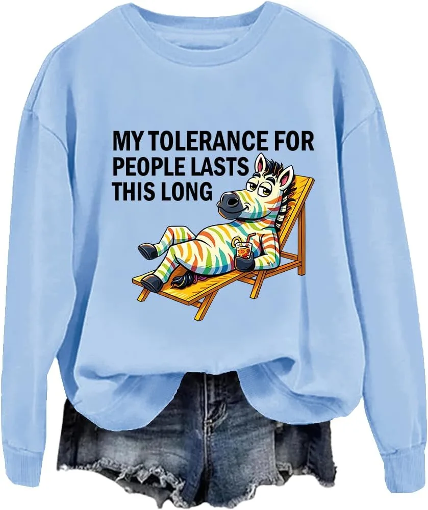 

Толстовка с принтом "My Tolerance For People Lasts This Long" и лошадкой FITKEYS