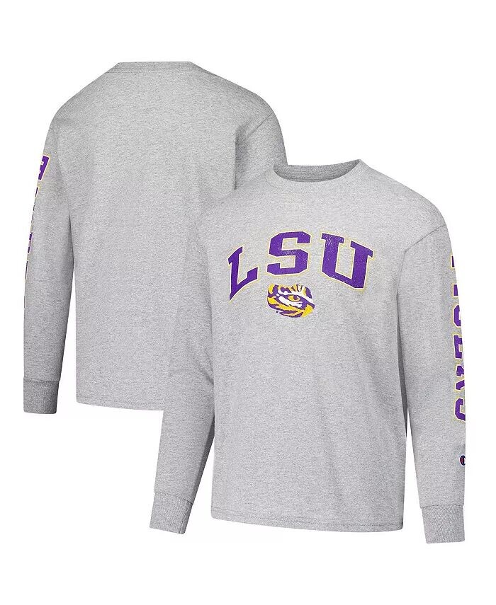 

Футболка с длинным рукавом с логотипом LSU Tigers серого цвета для больших мальчиков и девочек Champion