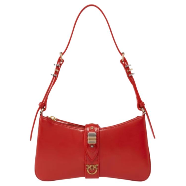 

PINKO Кожаная сумка Робин через плечо малого размера женская красная