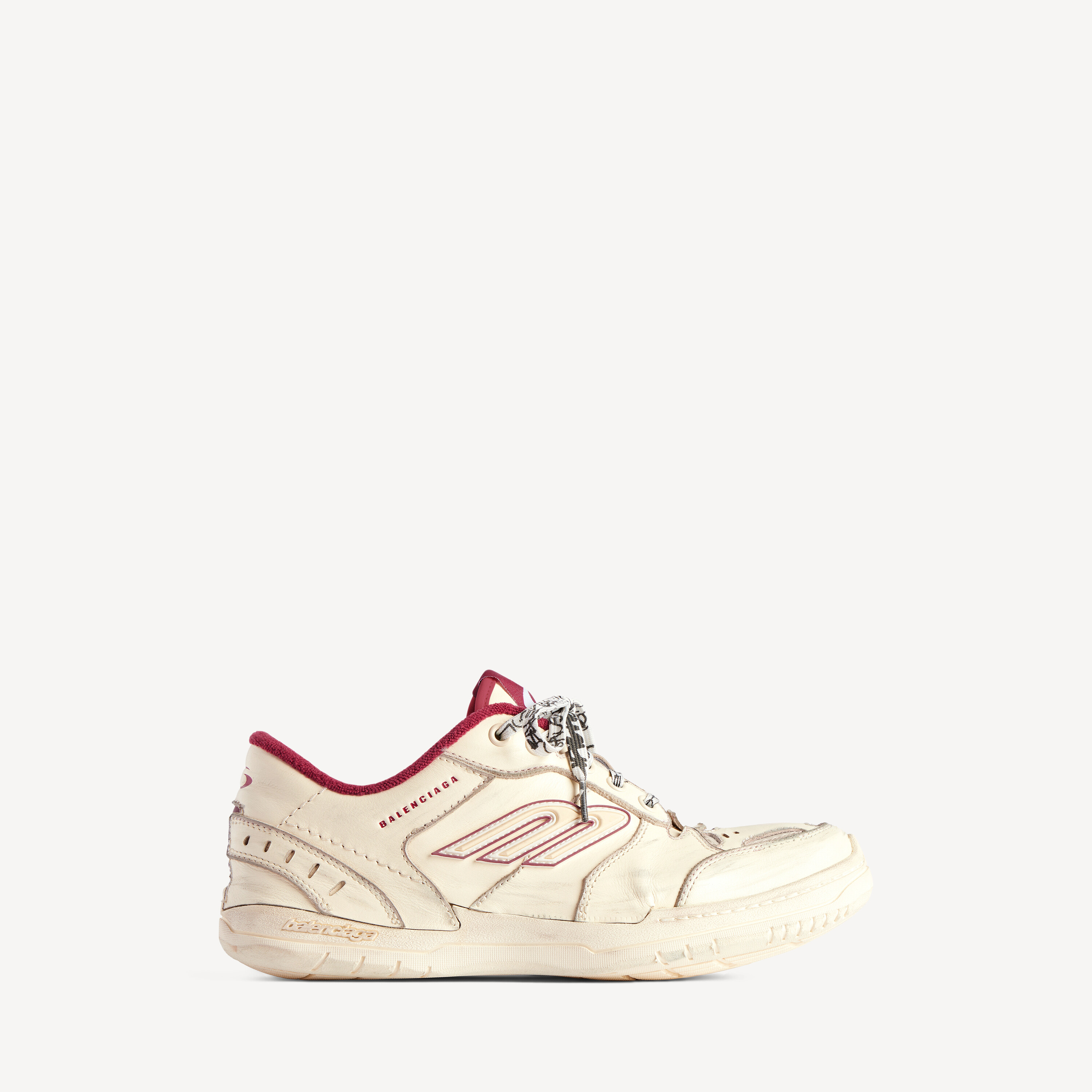 Женские кроссовки hamptons medium с эффектом поношенности, бело-красные BALENCIAGA, красный/молочно-белый