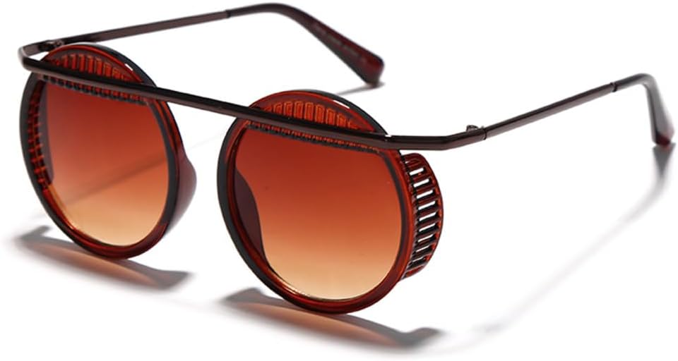 

Винтажные солнцезащитные очки в стиле стимпанк для мужчин, круглые очки, металлические солнцезащитные очки в стиле стимпанк для женщин, зеркальные очки с защитой от УФ-излучения UV400 LANGSER, 4 Brown