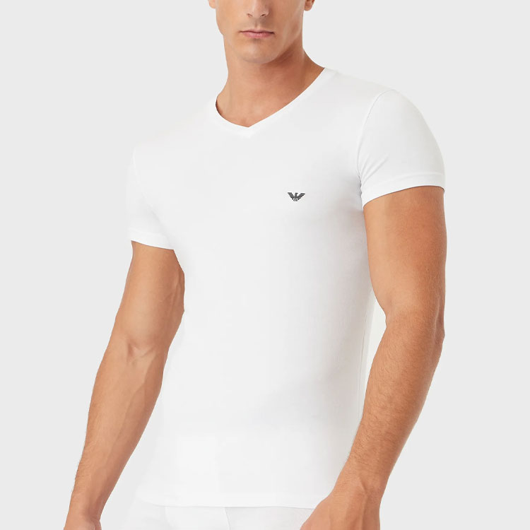 Базовое нижнее белье V-образного выреза EMPORIO ARMANI, белое — фото 2
