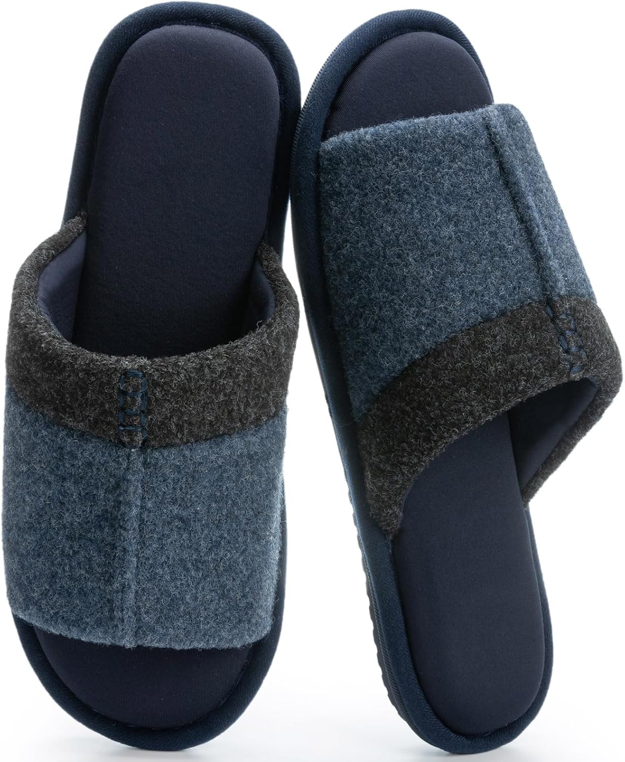 

GOEWY Мужские тапочки с открытым носком и не скользящей подошвой мужская обувь Двухцветные тапочки из пены с эффектом памяти Машина Стиральные тапочки для мужчин Подарок для друзей-пап, синий