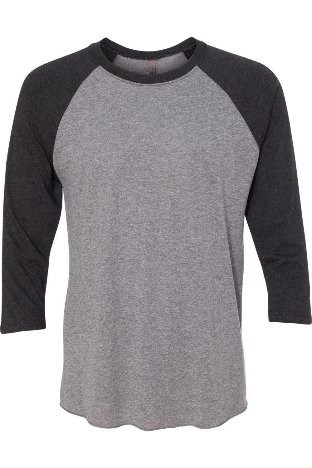 

Футболка унисекс Triblend с рукавами реглан три четверти Next Level, цвет vintage black sleeves/ premium heather body