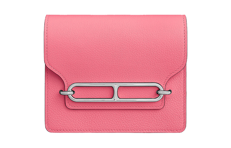 

HERMES Roulis Calfskin Pig Nose Card Holder Fanny Pack Coin Purse Women's Pink