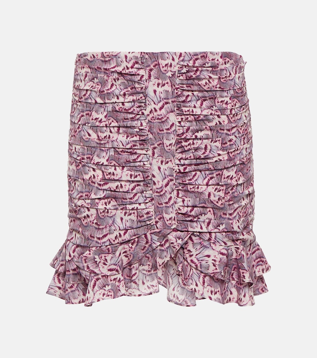 

Мини-юбка milendi из смесового шелка с оборками Isabel Marant, розовый