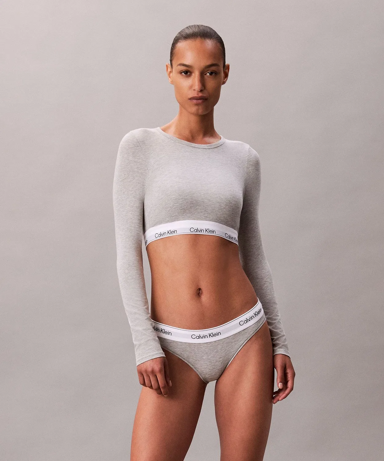 Бралетт с длинным рукавом Icon Cotton Calvin Klein, светло-серый