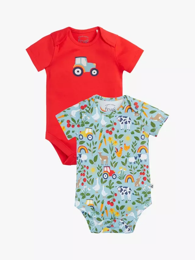 Детский хлопковый боди с коротким рукавом, комплект из 2 штук, On The Farm Frugi